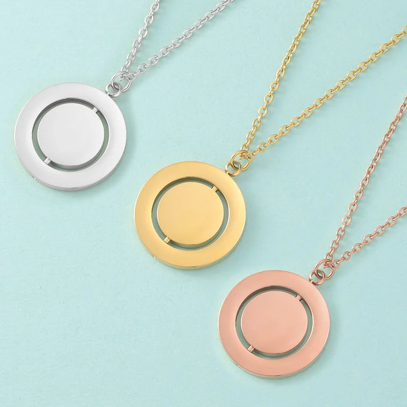 Rotating Circle Necklace- 18K Gold PVC Stainless Steel
