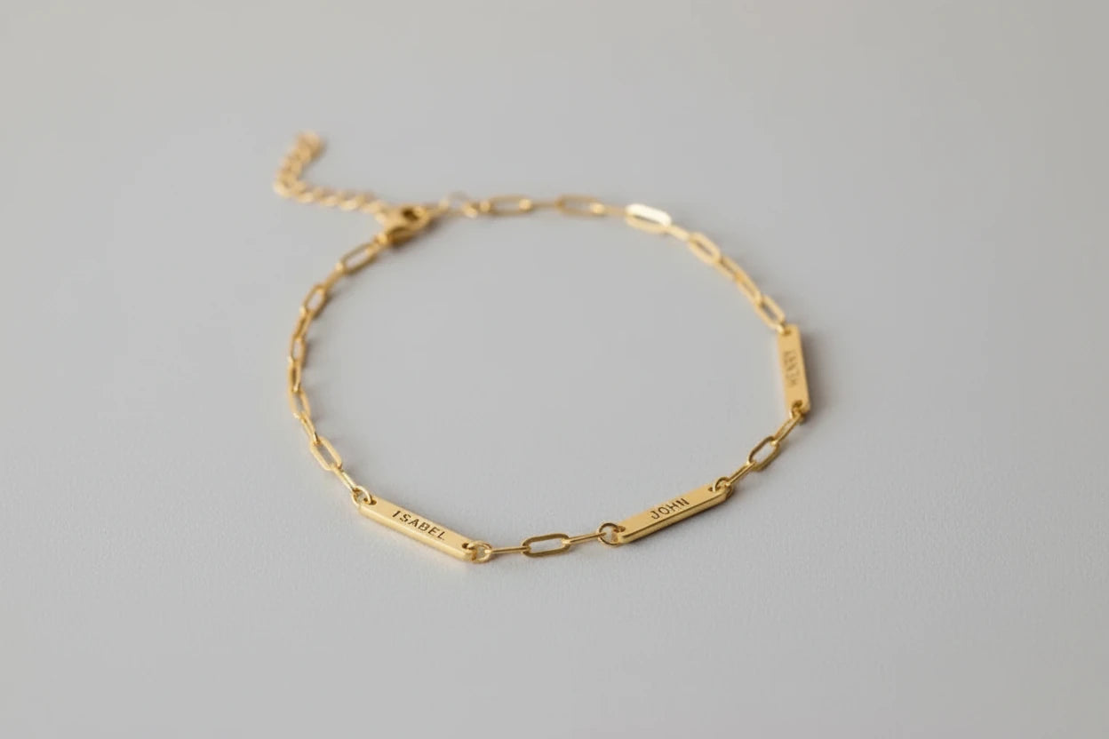 Paperclip Bar Bracelet - 18K Gold PVD Stainless Steel