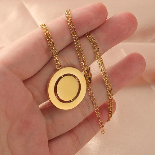 Rotating Circle Necklace- 18K Gold PVC Stainless Steel