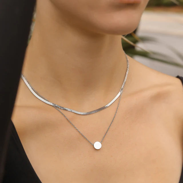Mini Circle Necklace - 18K Gold PVC Stainless Steel